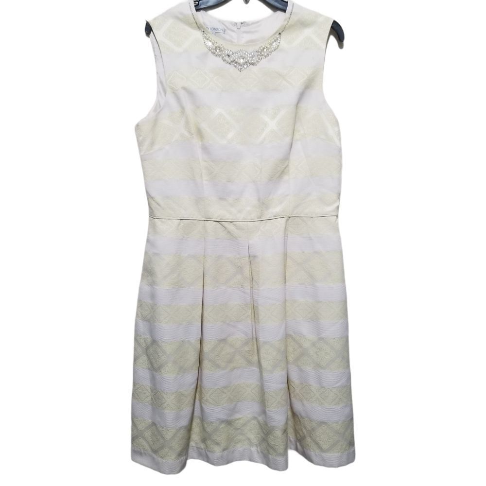 Maggy London Pale Yellow/Cream Dress 14